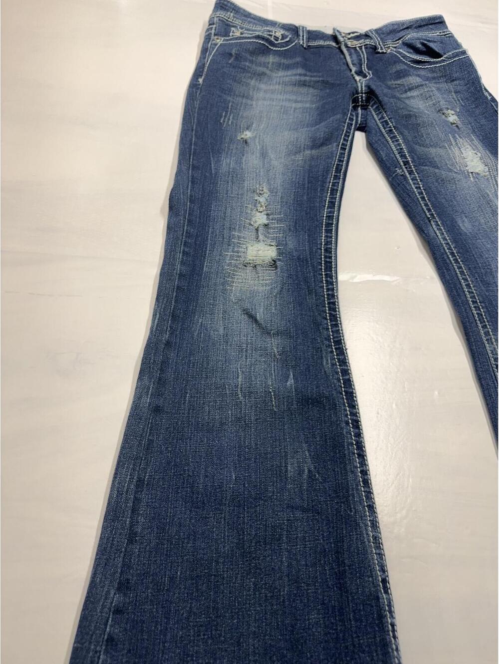 Dollhouse RK-2242 Distressed Bootcut Jeans Juniors Size 9 Stretch Medium Wash - Picture 3 of 12